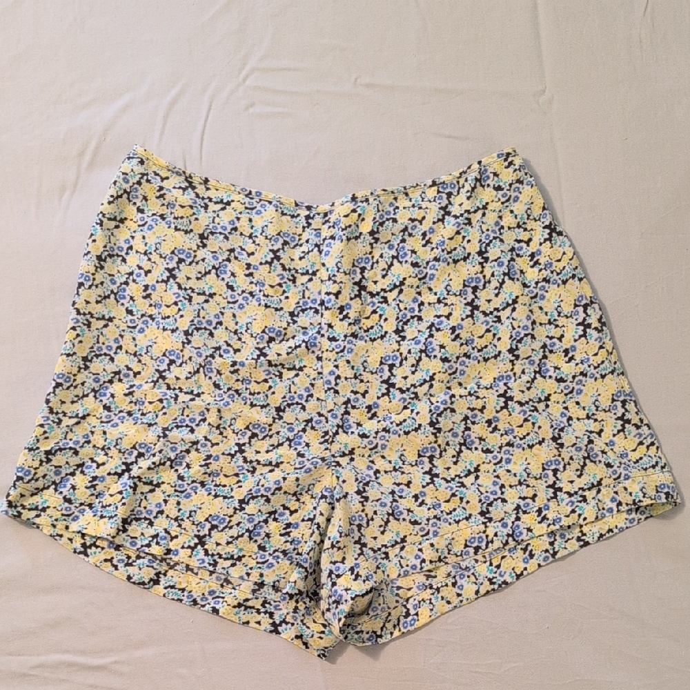 Equipment High Waist Floral Women's Shorts in Yellow and Blue